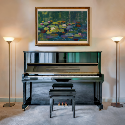 Water Lily Pond Art Print, Hand-Painted Gouache Painting, Peaceful Nature Wall Art