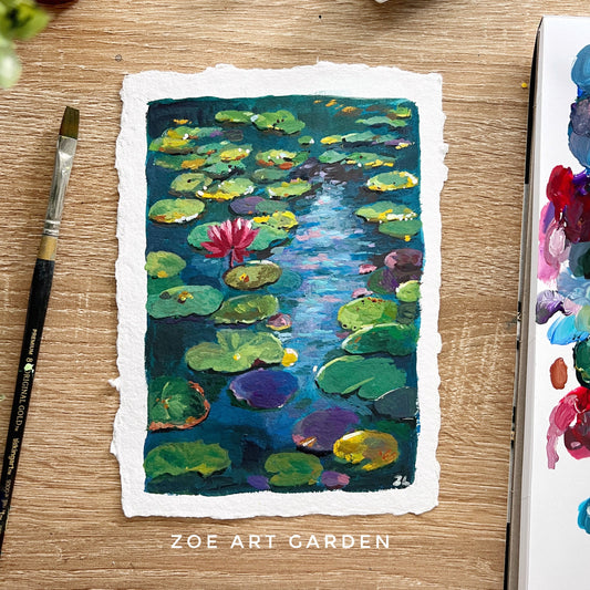 Water lily pond- Original Gouache painting