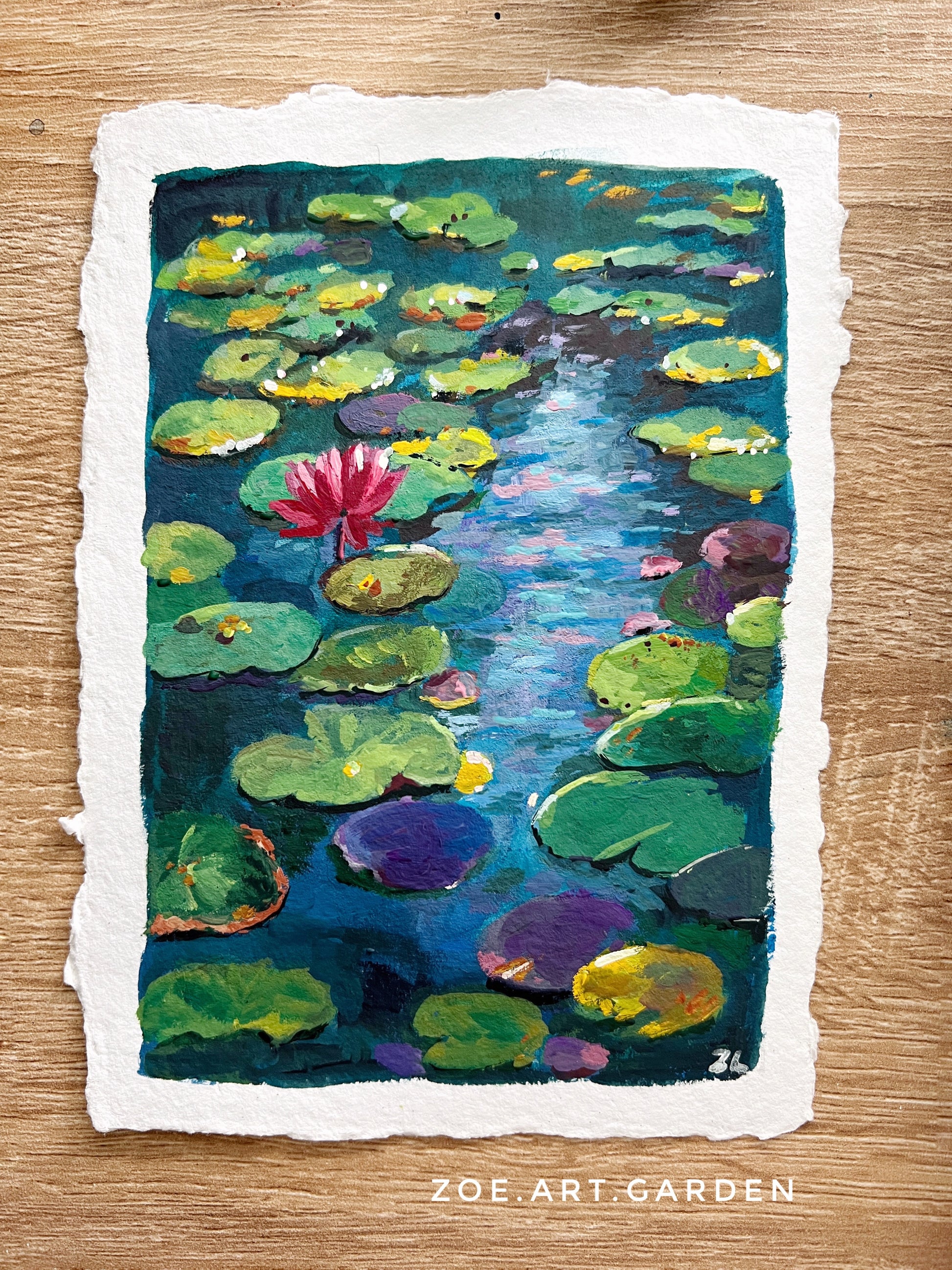 Water Lilies pond- Original Gouache painting