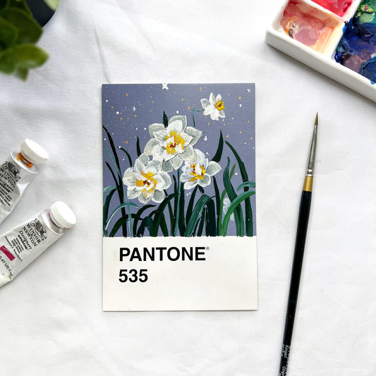 Original postcard art- Birth flowers series- Daffodil painting
