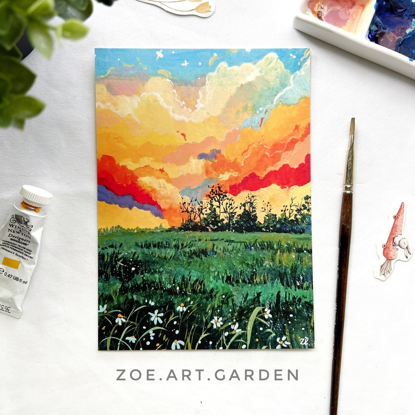 Colorful sky- 5x7  Postcards art- Set of four