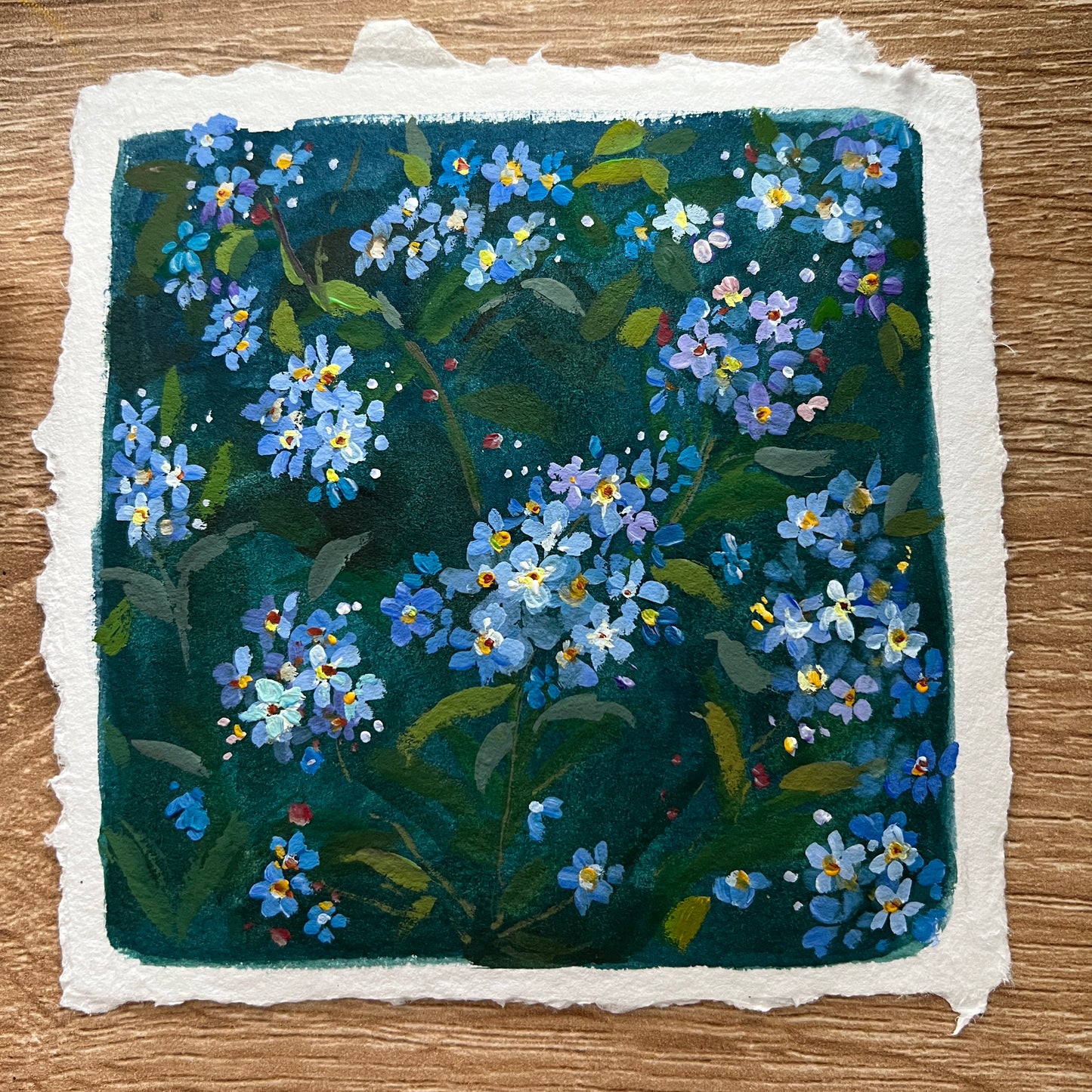 Original painting- State's flowers series- Alaska-Forget-me-nots
