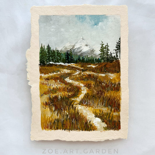 The Autumn path- Original gouache painting