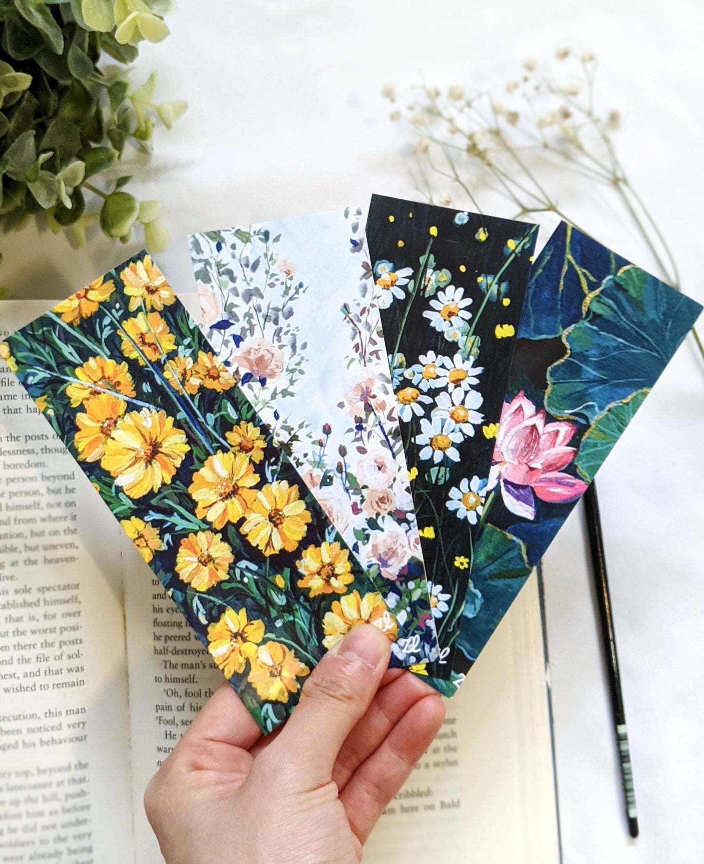Flowers Bookmark Set of Four