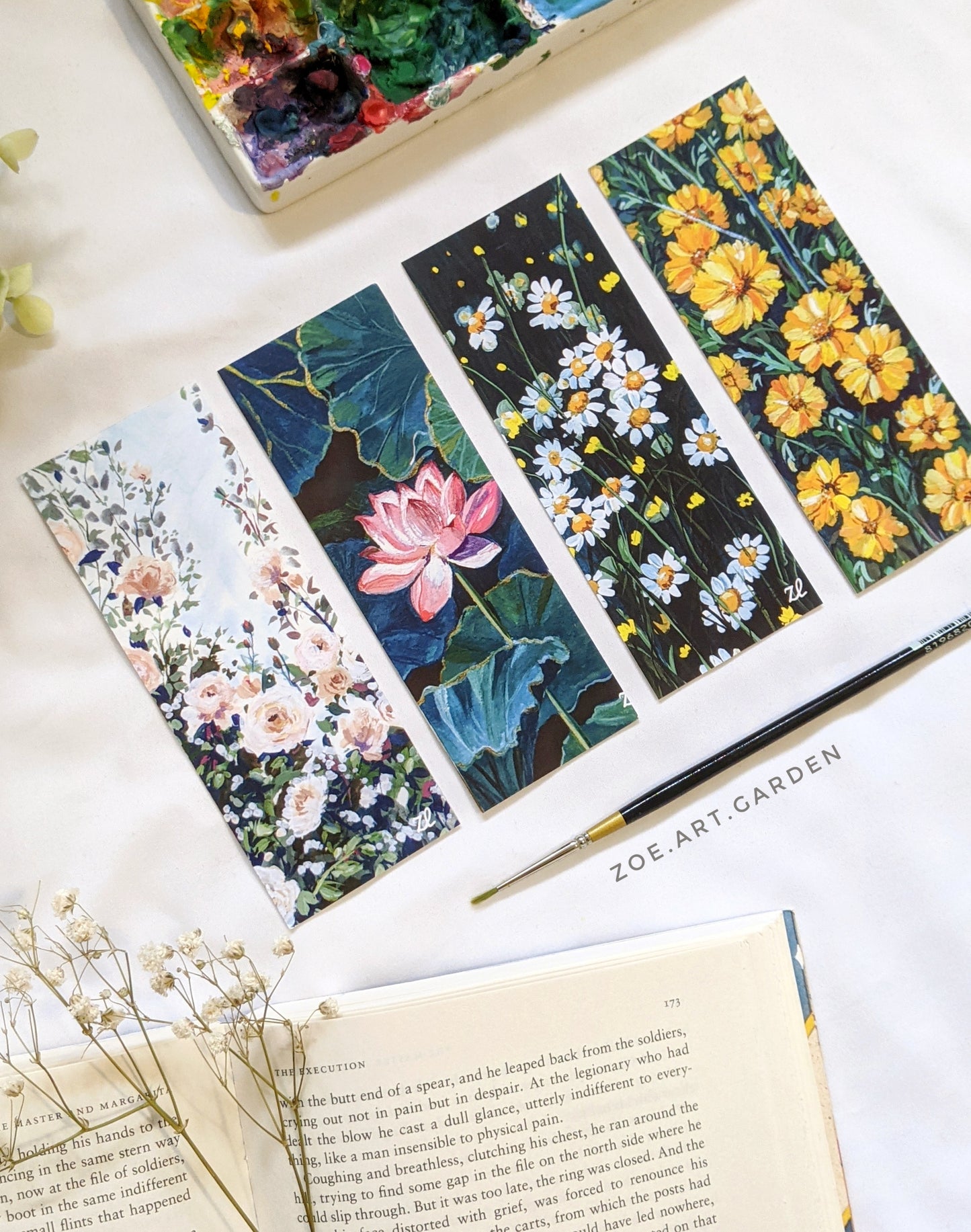 Flowers Bookmark Set of Four