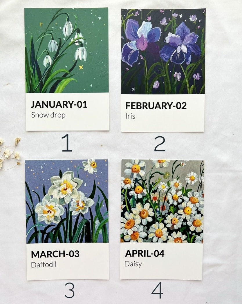 Birth Flower Postcards- Postcard art print