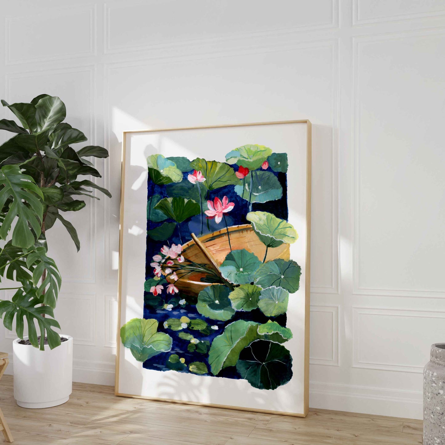 Zen series No.4- The Flower Boat- Gouache art print