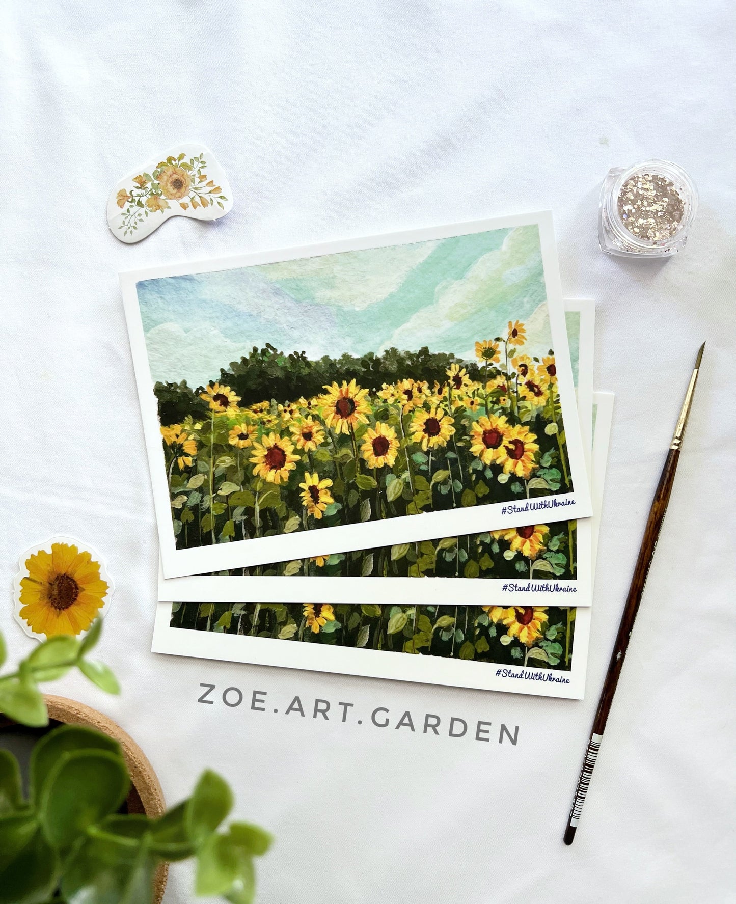 Sunflower field postcard- Support Ukraine