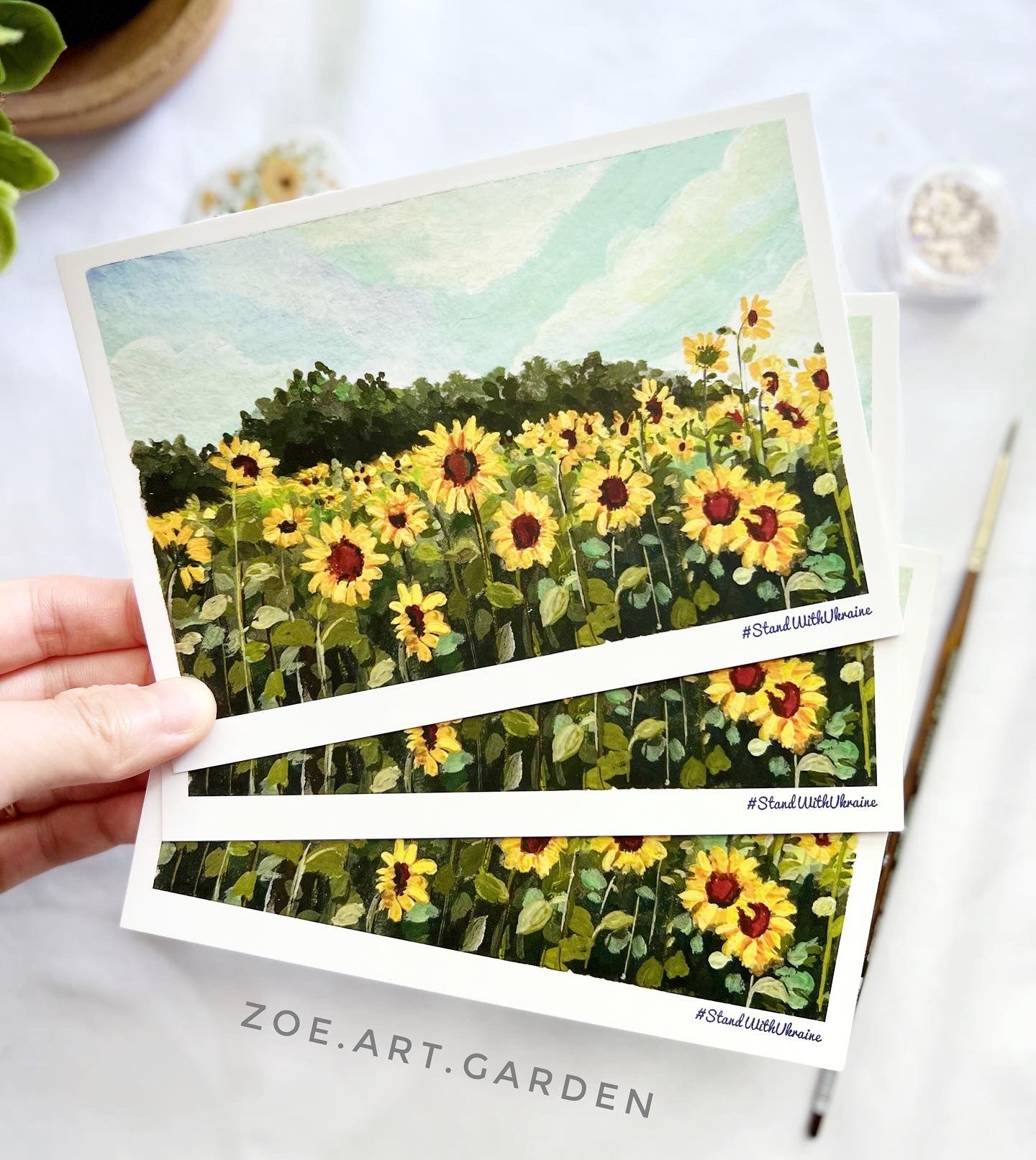 Sunflower field postcard- Support Ukraine
