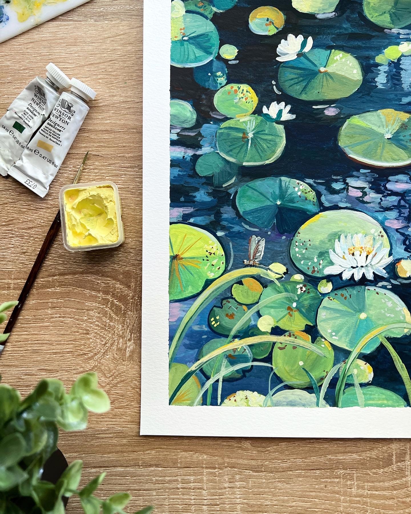 Water Lilies pond- Original Gouache painting